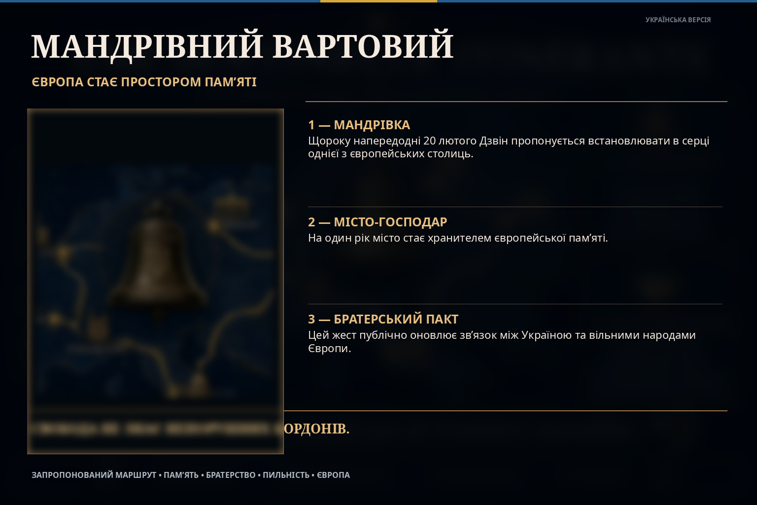 Мандрівний вартовий — запропонований європейський маршрут меморіалу